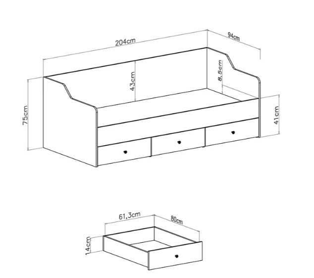 Postelja BERGEN dimenzije