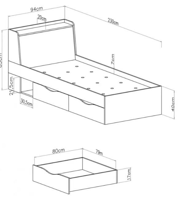 Postelja DL14 DELTA dimenzije