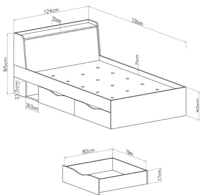 Postelja DL15 DELTA dimenzije