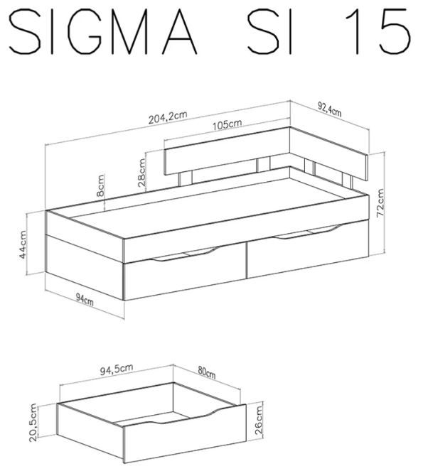 Postelja 90 SIGMA dimenzije