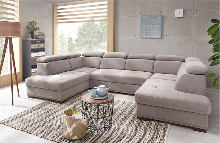 Sedežna garnitura v U v sivi barvi