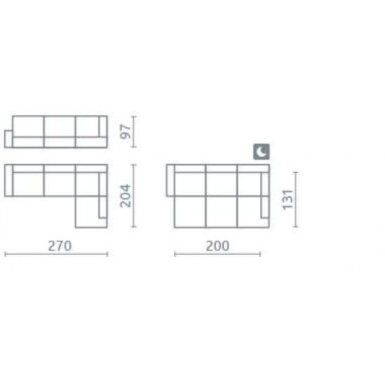 Sedežna garnitura SEMPRE z ležiščem in predalom dimenzije