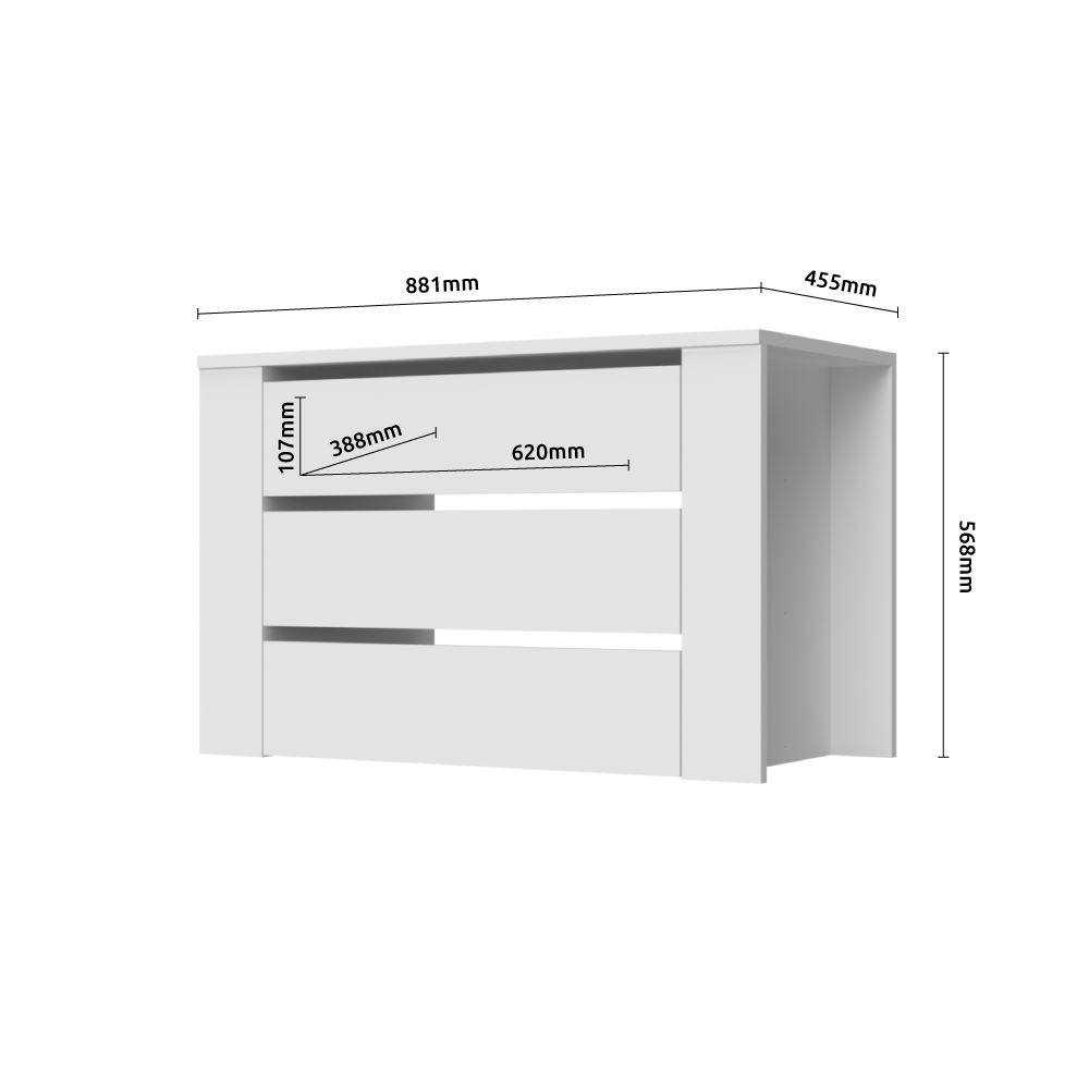 Vgradni predalnik PIANO UF3 dimenzije