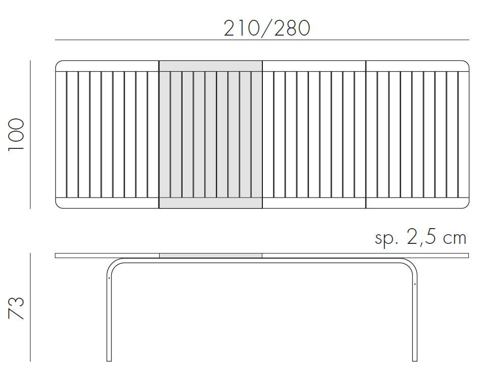 Vrtna miza Alloro 210 dimenzije