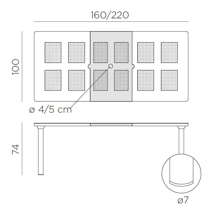 Vrtna miza Libeccio dimenzije