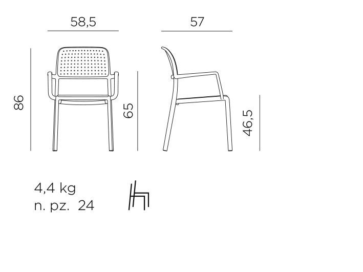 Vrtni stol Bora dimenzije