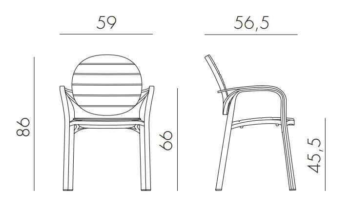 Vrtni stol Palma dimenzije
